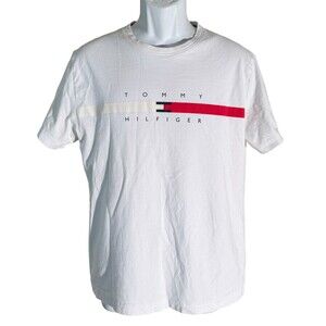 TOMMY HILFIGER Boy's Short Sleeve Pull-Over White T-Shirt Large